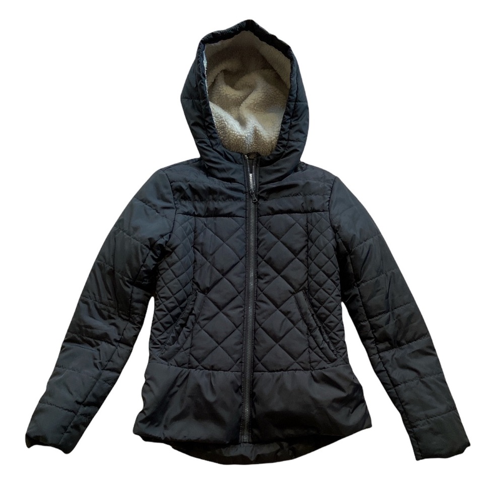 Xhilaration Black Hooded Puffer Jacket Zip Up Size Small (S/P)